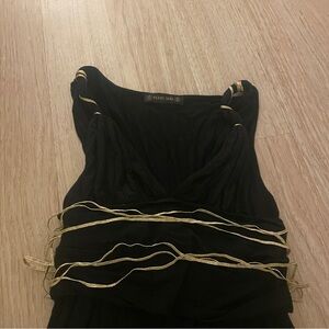 Black Dress with Gold Accents